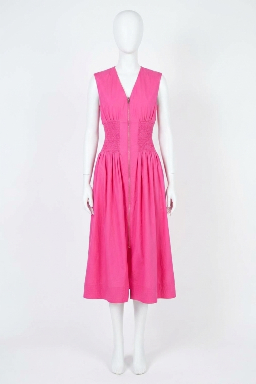 NEW TCEC wyatt zip front midi dress in bright pink